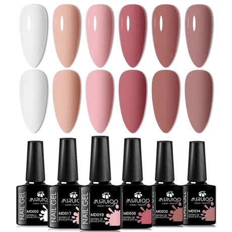6pc All-Season Colors Gel Nail Polish Set UV LED Soak Off Nail Art Supplies Semi Permanent DIY Manicure Salon Nails Design
