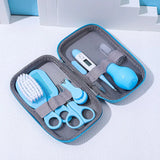 8PCS Baby Care Cleaning Set Nail Clippers Comb Head Massage Nasal Aspirator Thermometer Soft Bristle Brush Children Grooming Kit