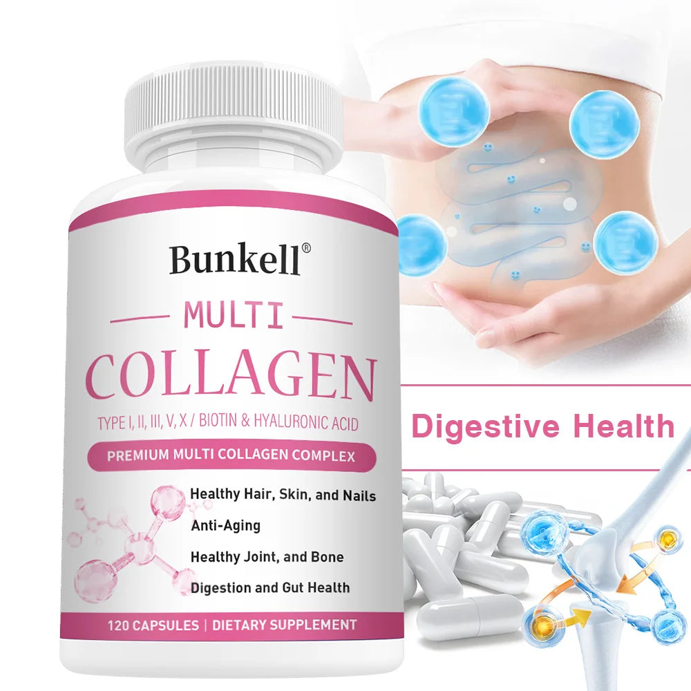 Multi Collagen Complex Capsules - with Hyaluronic Acid, Biotin - Protect Bones and Joints,Promotes Skin Health