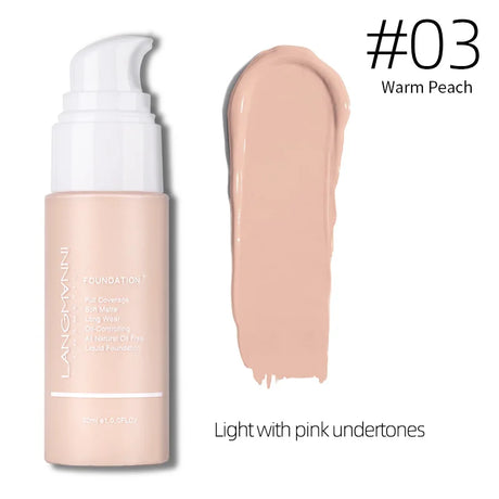 Langmanni 30ml Matte Face Foundation Cream Waterproof  Liquid Foundation Oil Control Cover Base Concealer Makeup Cosmetics