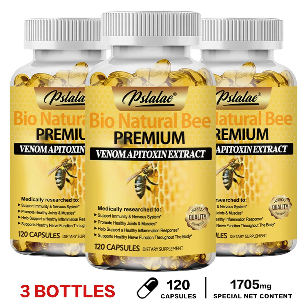 Natural Bee Capsules - Relieves Joint Pain and Stiffness, Promotes Bone Health, for Immunity and Anti-oxidation