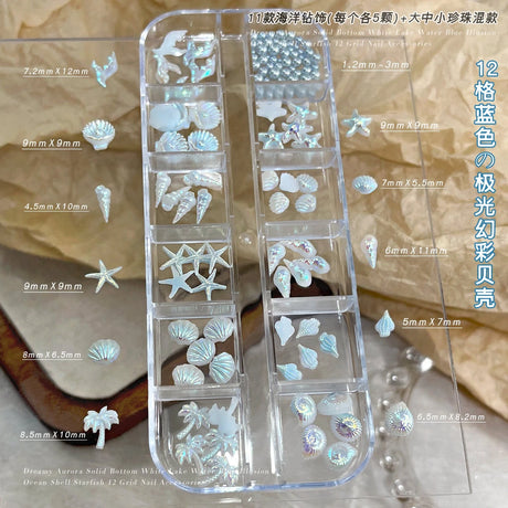 Conch Shell Coconut Tree Mermaid Tail Star Butterfly Heart Rhinestone Bowknot Christmas Snowflake Nail Art Accessory Decorations