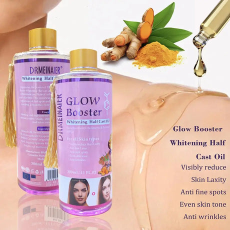 300ml Facial Body Massage Oil Kojic Acid Whitening Serum Glow Booster Cast Oil Turmeric Retinol Oil Brightening Skin Care