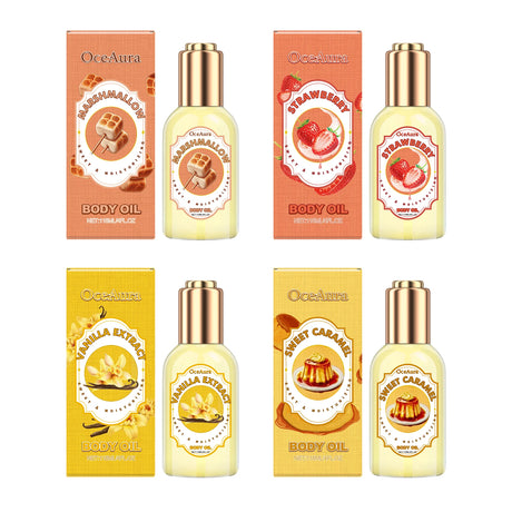 OceAura Strawberry Body Oil Vanilla Sweet Caramel Perfume Moisturizing Skin Barrier Repair Nourish Marshmallow Body Massage Oil