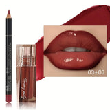 2 PCS Moisturizing lip gloss and lip liner set - 3D precise lip shaping for a perfect gradient lip look.
