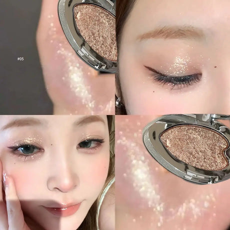 Pearlescent Lavender Eyeshadow Palette Facial Blusher Highlighter Brightening Glitter Heart-shaped Eye Shadow Makeup Cosmetics
