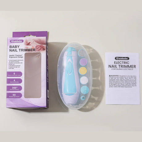 Electric Baby Nail Trimmer Set with 6 Grinding Heads | Safe Infant Nail File for Newborns & Toddlers, 4 Color Options