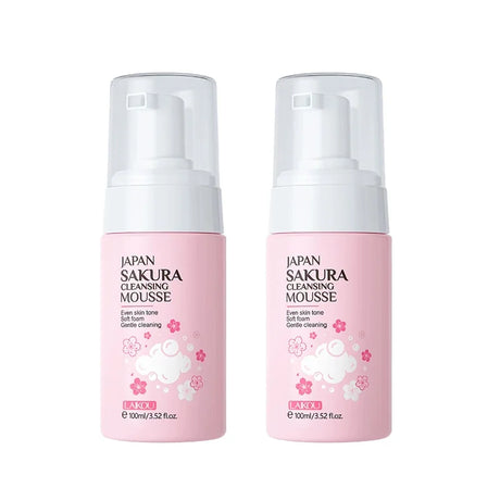 LAlKOU Japan Sakura Cleansing Mousse Facial Cleanser  Shrink Pores Deep Clean Oil Control Moisturizing Skin Care 100ml