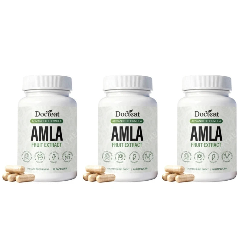 Docteat Amla Fruit Extract Capsules Daily Energy Stress Balance Skin Vitality Support for Men and Women 60 Capsules