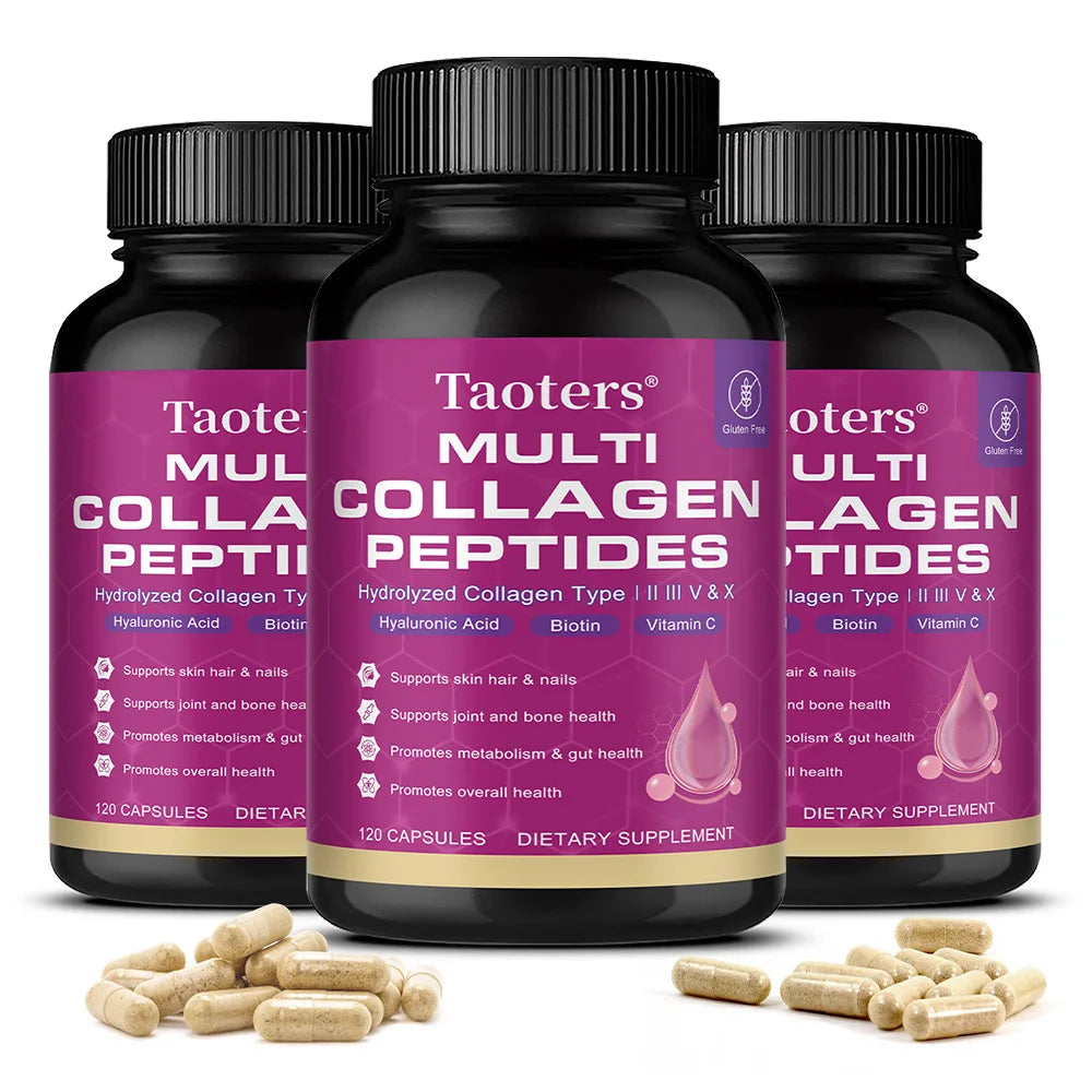 Multi Collagen Capsules, Type I/II/III/V/X Hydrolyzed Collagen Peptides, Support Skin Hair Nail, Joint & Gut Digestion Health
