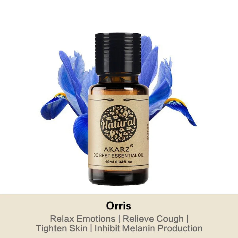 AKARZ Orris Essential Oil Natural Aromatherapy Relax Mood Relieve Cough Tighten Skin Perfume Material Orris Oil