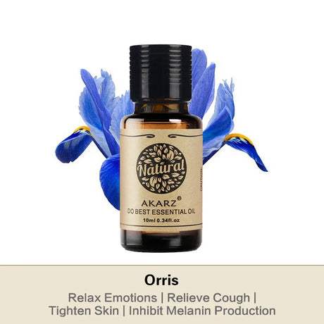 AKARZ Orris Essential Oil Natural Aromatherapy Relax Mood Relieve Cough Tighten Skin Perfume Material Orris Oil
