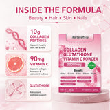 Collagen Peptides Glutathione Vitamin C Powder 30 Sachets, Marine Collagen Drink Mix Antioxidant Wellness Support