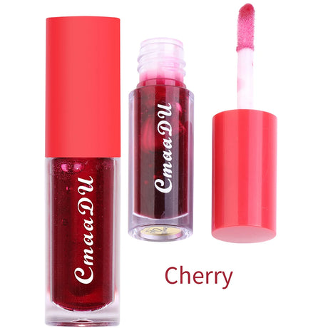 CmaaDu 1 Pcs Moisturizing Hydrating Lip Gloss Lipstick Cherry Flavor Fruit Anti-cracking Long-lasting Waterproof Lip Glaze Red