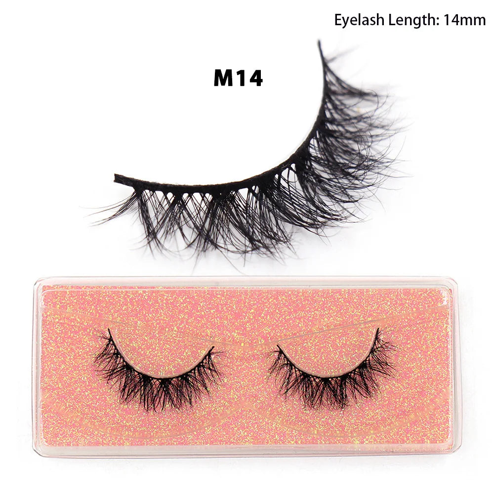 LEHUAMAO 12mm-15mm Short Natural 3D Mink Lashes Fluffy Wispy False Eyelashes 100% Cruelty Free Eyelash Extensio Face Makeup