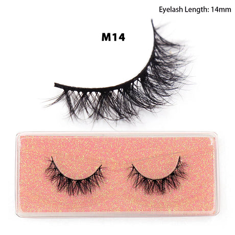 LEHUAMAO 12mm-15mm Short Natural 3D Mink Lashes Fluffy Wispy False Eyelashes 100% Cruelty Free Eyelash Extensio Face Makeup