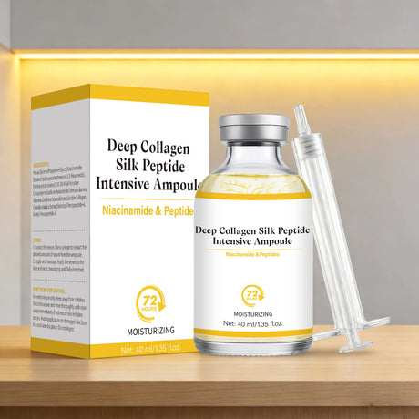 Deep Collagen Silk Peptide Intensive Ampoule Face-Lift Serum with Peptides & Deep Collagen Plumping, Smooth, Korean Skincare