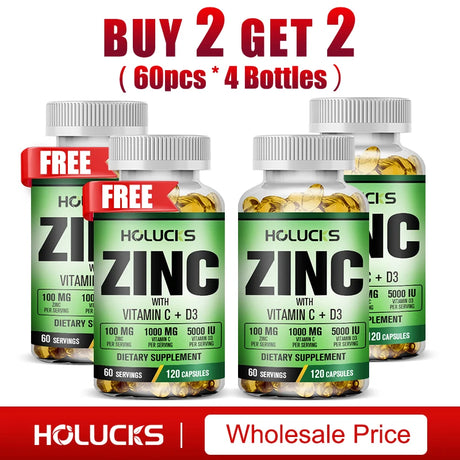 Buy 1 Get 1 Free! Pure Zinc Supplement, for Immune System Booster, Wound Healing & Antioxidant Defense for Year-Round Wellness