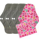 5pcs Set 4pcs Bamboo Reusable Sanitary Pads Washable Absorbent Cloth Menstrual Pads+1pc Bonus Free Mini Wet Bag