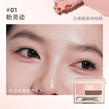 Judydoll 4 Colors Eyeshadow Palette Blush Eyeliner Eye Shadow Highlight Contour Palette Silkworm Plate Face Brighten Makeup