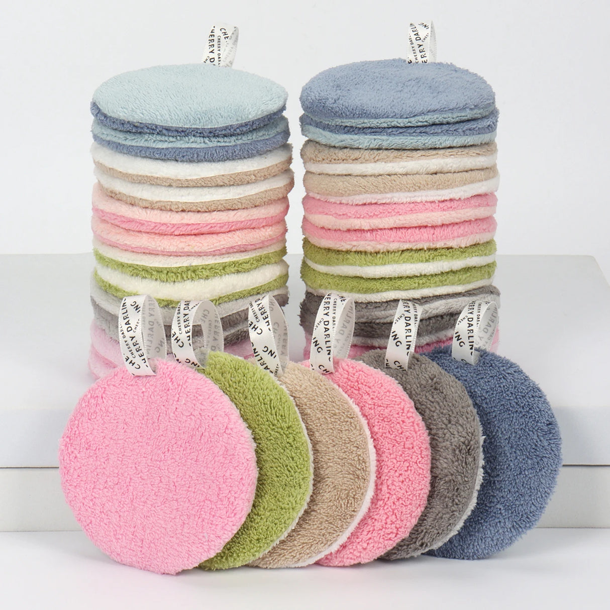 80 Round Absorbent Face Wash Pads 6Pcs, Machine Washable, Reusable Makeup Remover Tool, Suitable for All Skin Types