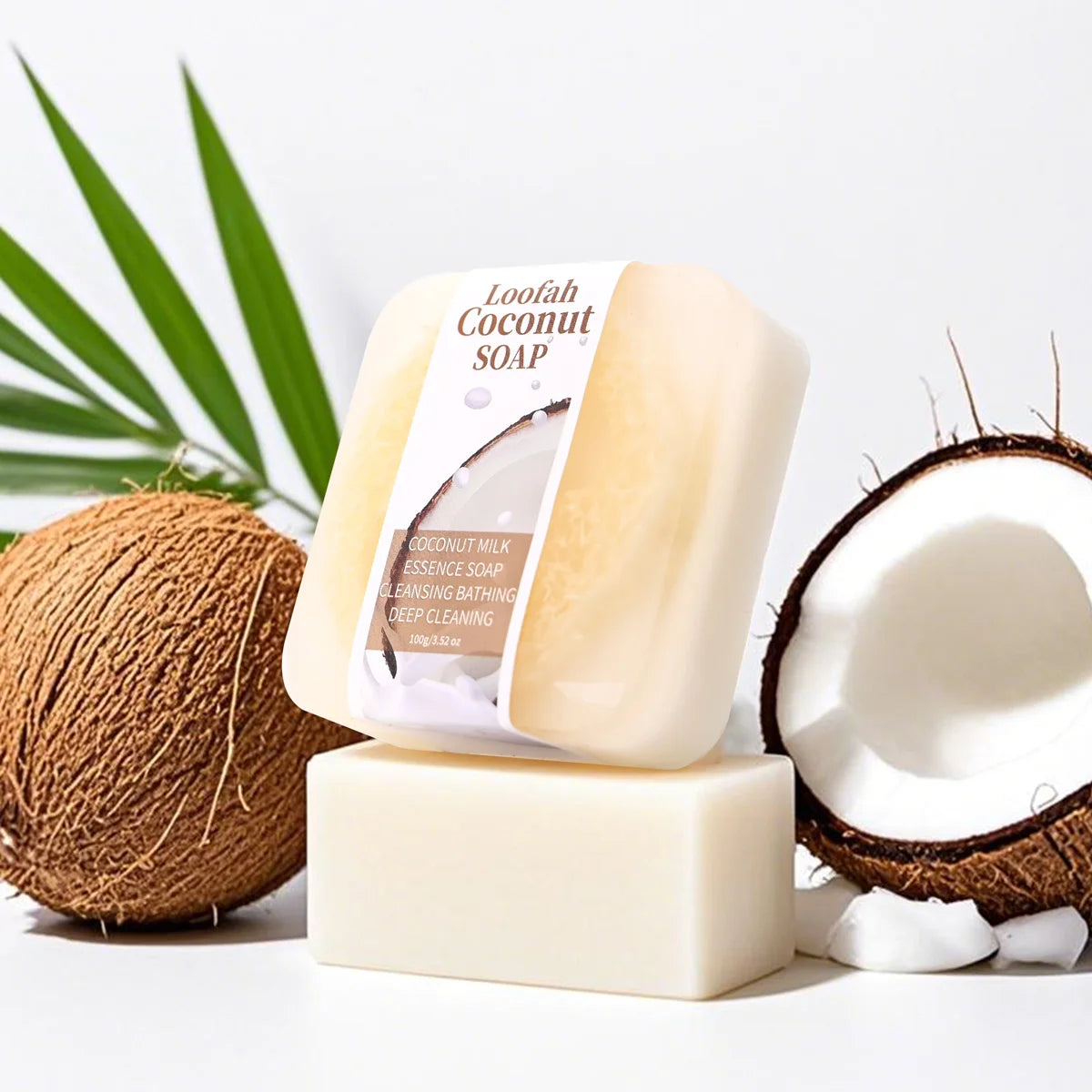 S+100g Coconut Milk Organic Glycerin Loofah Soap Deep Cleansing Whitening Moisturizing Skin Face Wash Bath Soap