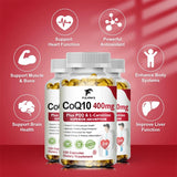 CoQ10 Ubiquinone 400mg Supplement, with L-Carnitine & PQQ, Supports Heart Health, Energy Metabolism, Antioxidant & Vitality
