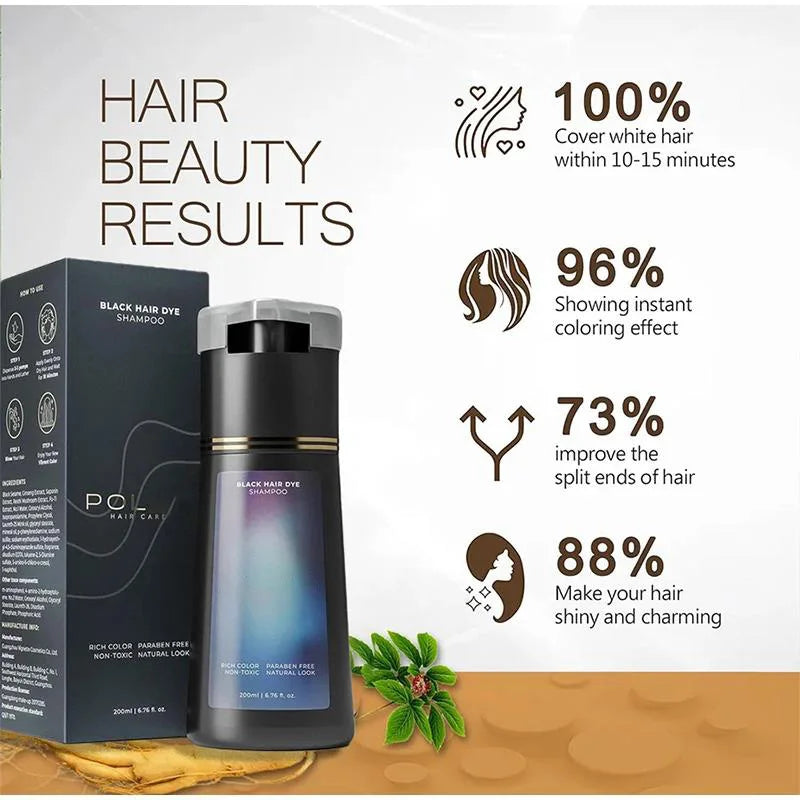 3-in-1 Hair Dye Shampoo Quick Color White Blackening Oil Control Fluffy Nourish Natural Long-Lasting Gentle