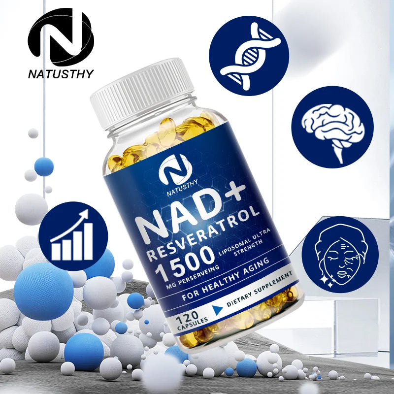1500MG NAD+ Supplement - With Trans-Resveratrol, Natural Energy, Anti-aging & Cellular Health, Strengthens The Immune System
