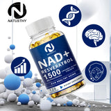 1500MG NAD+ Supplement - With Trans-Resveratrol, Natural Energy, Anti-aging & Cellular Health, Strengthens The Immune System