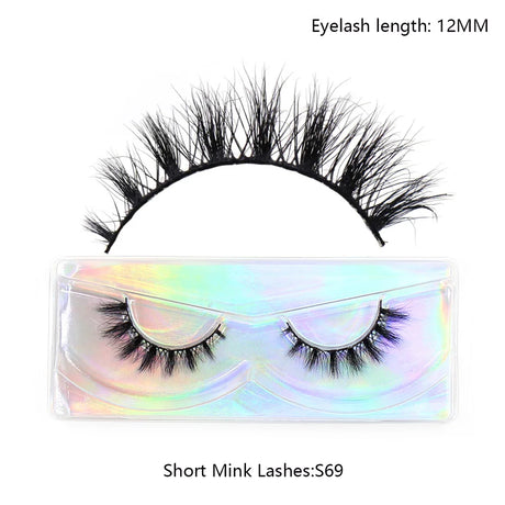 LEHUAMAO 12mm-15mm Short Natural 3D Mink Lashes Fluffy Wispy False Eyelashes 100% Cruelty Free Eyelash Extensio Face Makeup
