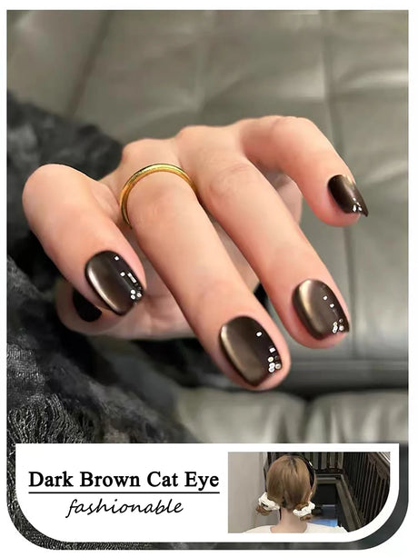 WS Black Glass Cat Magnetic Gel Nail Polish Punk Style Nail Art Manicure Varnis Semi Permanent Gel for Winter Nail Supplies