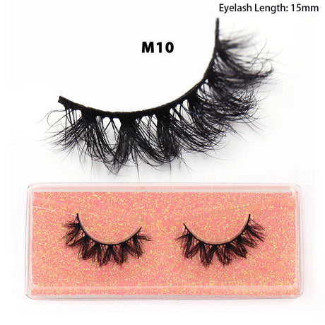 LEHUAMAO 12mm-15mm Short Natural 3D Mink Lashes Fluffy Wispy False Eyelashes 100% Cruelty Free Eyelash Extensio Face Makeup