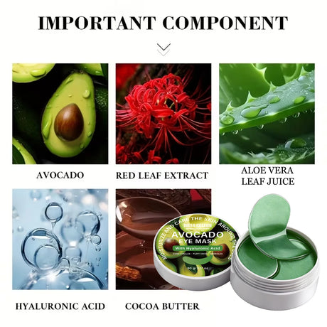 Rich Avocado Eye Mask Hyaluronic Acid Cocoa Butter Blend. Targets Dark Circles Puffy Eyes Wrinkles. Watericelevin 90g.