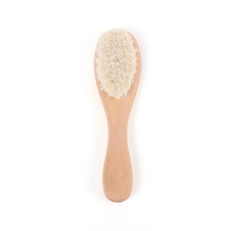1/2/3PCS Newborn Wool Baby Wooden Brush Comb Newborn Hair Brush Infant Head Massager Portable Comb Hair Bath Brush Comb