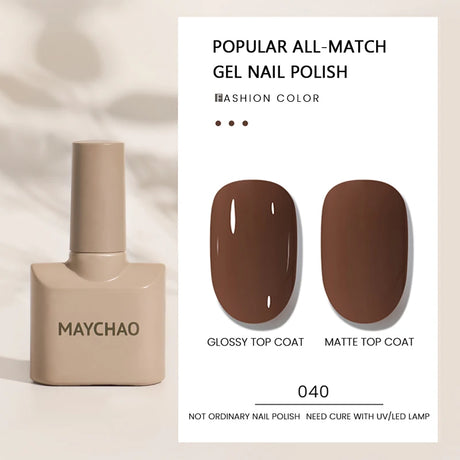 MAYCHAO Gel Nail Polish 12ML Full Coverage Base Top Coat Soak Off Gel Polish UV LED Gel Semi Permanent Varnishes Design Nail Art