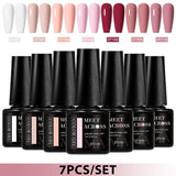7pcs Gel Nail Polish Set HEMA Free Pink Red Glitter Semi Permanent Soak Off UV Gel Varnish Nail Art Decoration Nail Supplies DIY