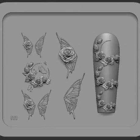 3D Rose Flower Butterfly Silicone Nail Mold Cherry Design DIY Manicure Jewelry Crafts Nail Art Decor Tool