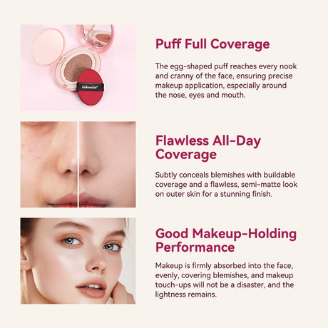 Lakerain Cushion Foundation Korean Makeup Base Mist Foundations Makeup Full Coverage Long-lasting Cc Cream Sunscreen Cosmetic