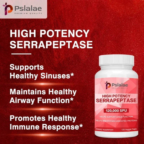 High Potency Serratiopeptidase Capsules - Supports Sinus Health and Airway Function and Improves Immunity Supplement