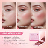 Cream & Powder Blush Matte 5Colors Dewy Rosy Blush Makeup Pan Long-lasting Wearing High Pigment Natural Matte Blush Cosmtics