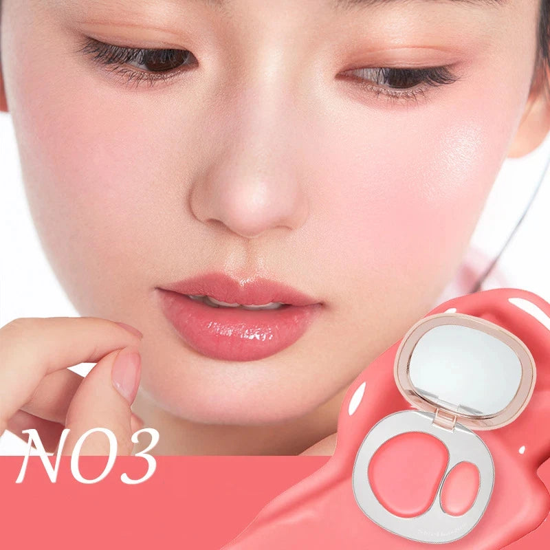 Foreverkey Double Color Blush Plate Water Light Blusher Highlight Cream Long Lasting Natural Brighten Peach Pink Rouge Makeup