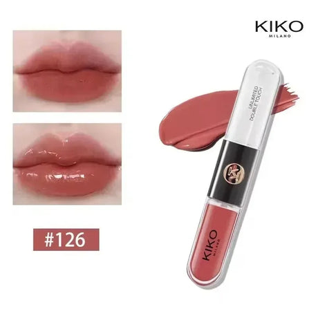 Kiko Double Headed Lipstick Transparent Mirror Non Fading Non Stick Cup Lip Gloss Milk Tea Bean Paste Naked Nature Lip Makeup