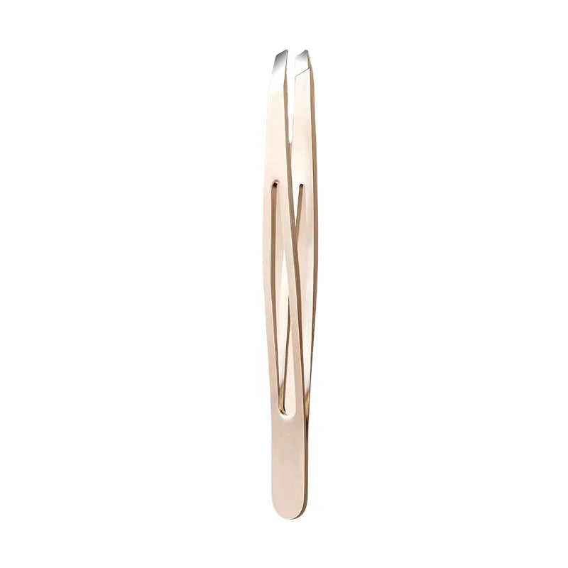 Stainless Steel Tweezers for Eyebrows, Facial Hair & Ingrown Hairs Removal - Precision Slanted Tips, Ergonomic Grip, No Electric