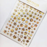 Sliver Bronzing 3D Christmas Nail Art Decoration Sticker Sparkly White Colorful Glitter Geometry Snowflake Winter Slider Foil