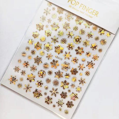 Sliver Bronzing 3D Christmas Nail Art Decoration Sticker Sparkly White Colorful Glitter Geometry Snowflake Winter Slider Foil