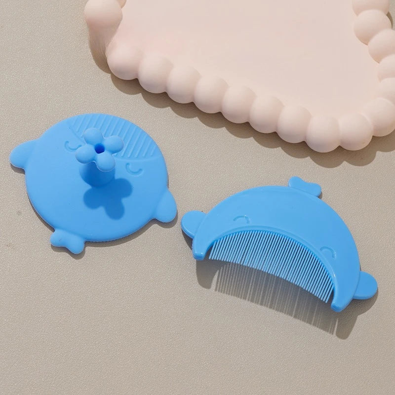 New Baby Hair Comb and Brush Cute Cartoon Whale Infant Soft Silicone Head Massage Comb Hair Cleaning Brush Newborn Bathing Tools