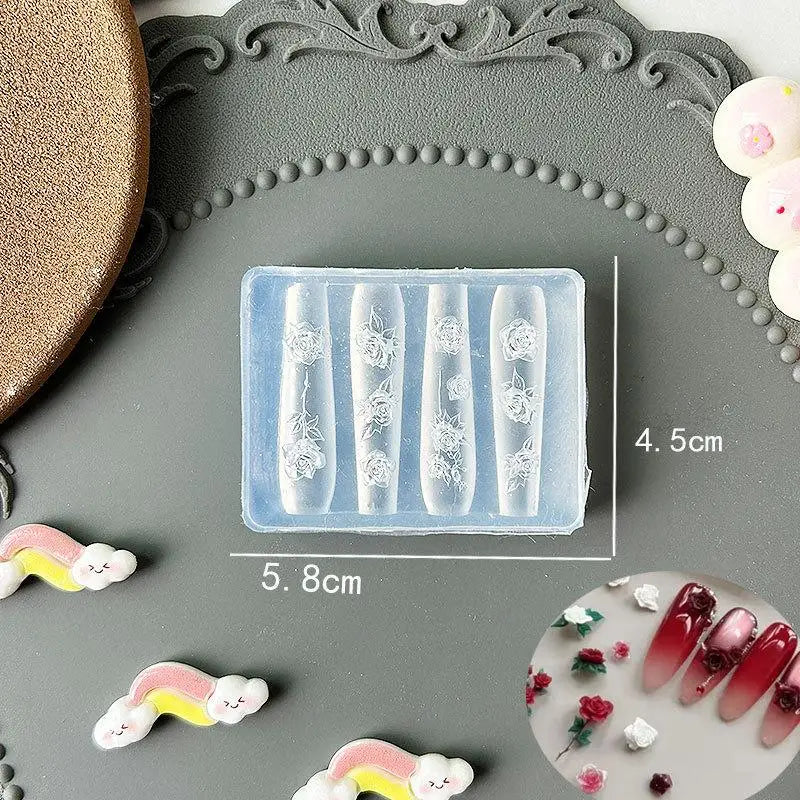 〔CC55〕3D Fruit Silicone Nail Mold Sweet Flower Petals Fairy Nails Templates DIY Nail Art Decor Manicure Template For Nail Charms