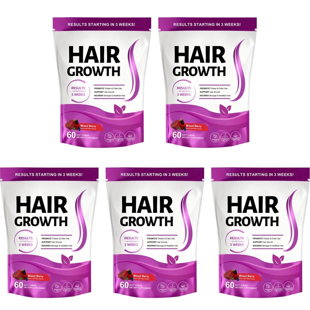 Hair Growth Gummies with Biotin and Vitamins C and E Support Hair Skin and Nails Health Mixed Berry Flavor 60 Gummies