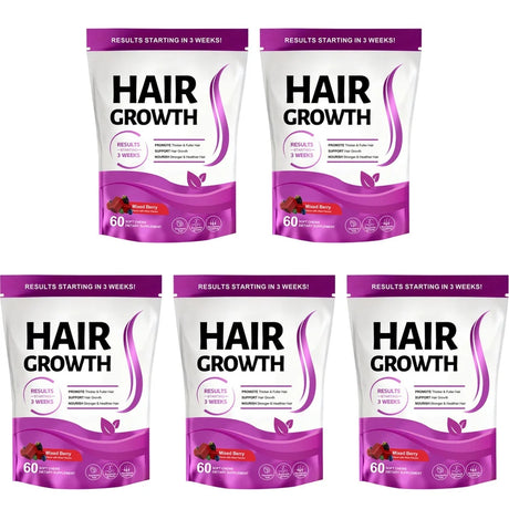 Hair Growth Gummies with Biotin and Vitamins C and E Support Hair Skin and Nails Health Mixed Berry Flavor 60 Gummies